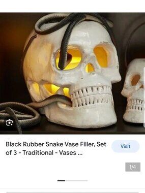 Pottery Barn Halloween Skull Lantern and Snake Vase Filler